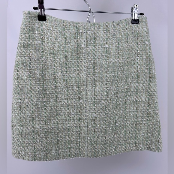 NWT maje Jinova Mini Skirt Green Metallic Tweed Size 40 - Picture 6 of 14